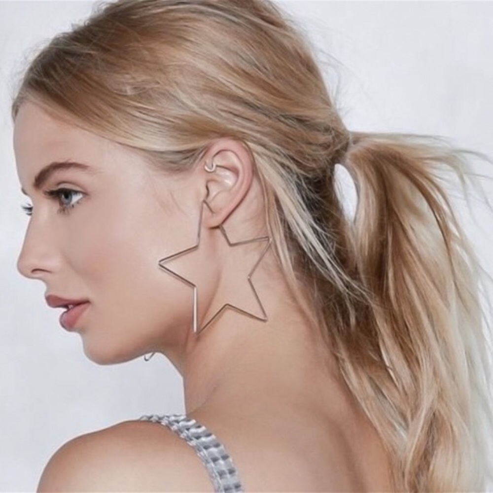 Boho Silver Star Wire earrings